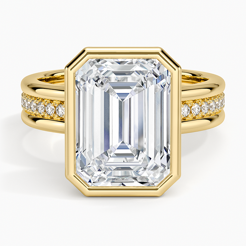 Sofia Triple Band Diamond Ring (1/4 ct. tw.) Yellow Gold 18k Emerald Engagement Ring