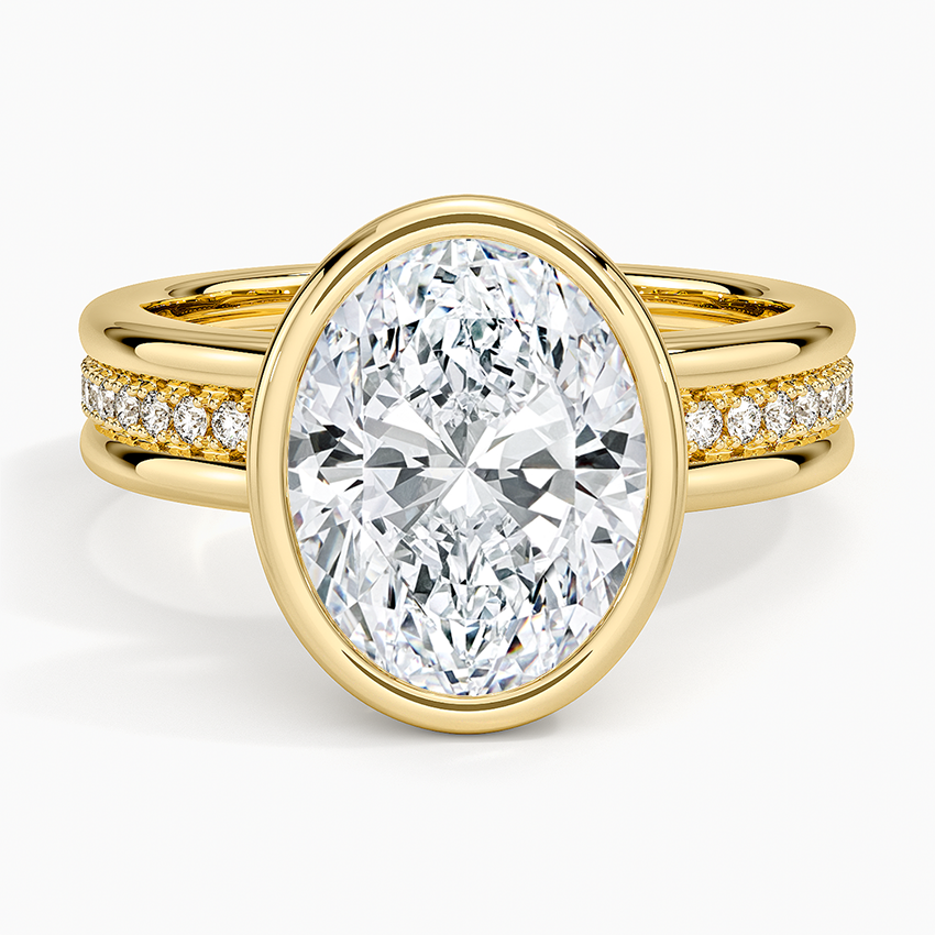 Sofia Triple Band Diamond Ring (1/4 ct. tw.) Yellow Gold 18k Oval Engagement Ring