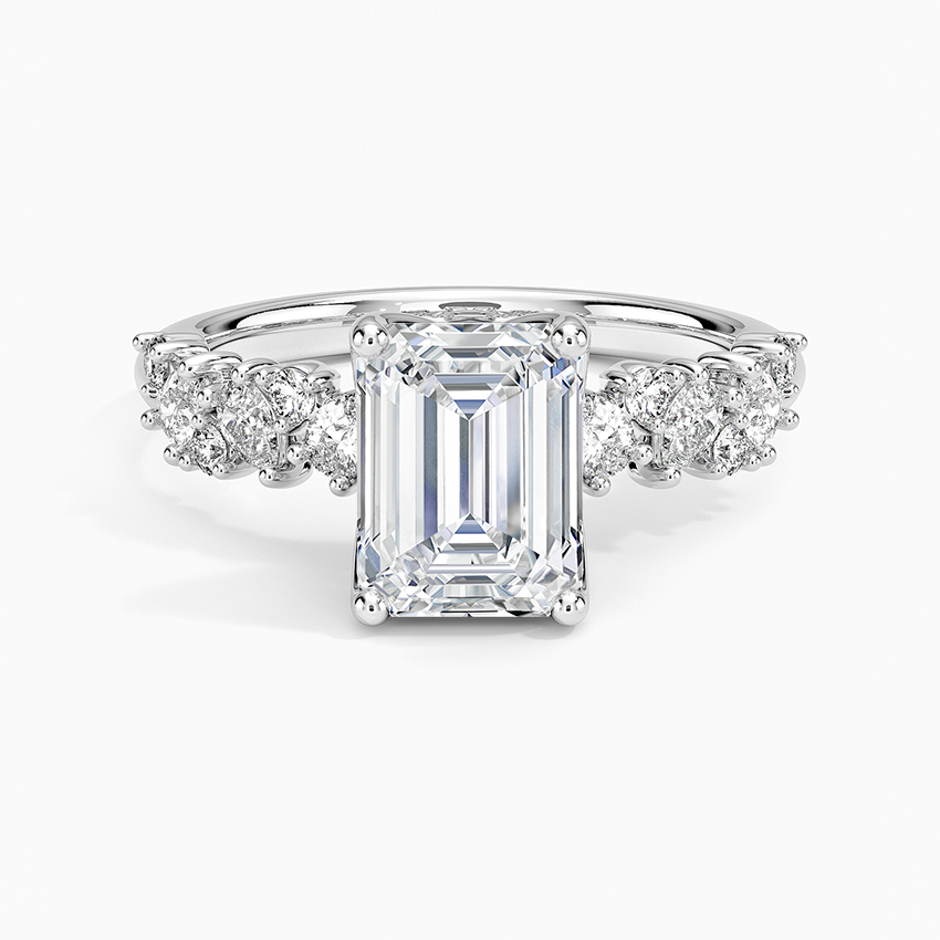 Olivetta Diamond Ring Platinum Emerald Engagement Ring