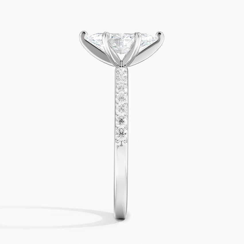 Six Prong Petite Shared Prong Diamond Ring (1/5 ct. tw.) Platinum Marquise Engagement Ring