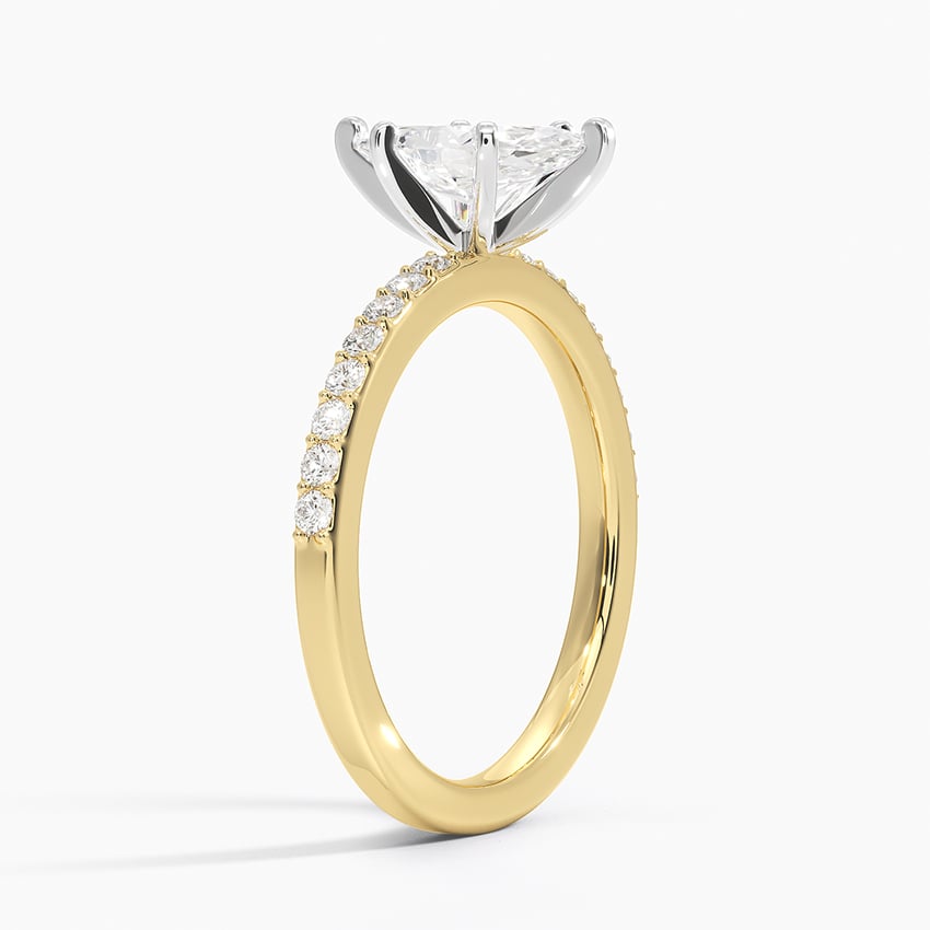 Six Prong Petite Shared Prong Diamond Ring (1/5 ct. tw.) Yellow Gold 18k Marquise Engagement Ring
