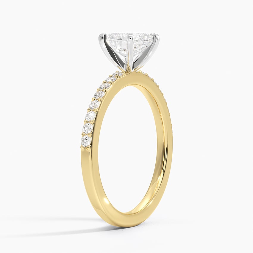 Six Prong Petite Shared Prong Diamond Ring (1/5 ct. tw.) Yellow Gold 18k Oval Engagement Ring