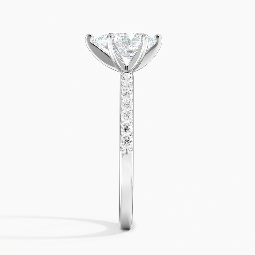 Six Prong Petite Shared Prong Diamond Ring (1/5 ct. tw.) Platinum Princess Engagement Ring