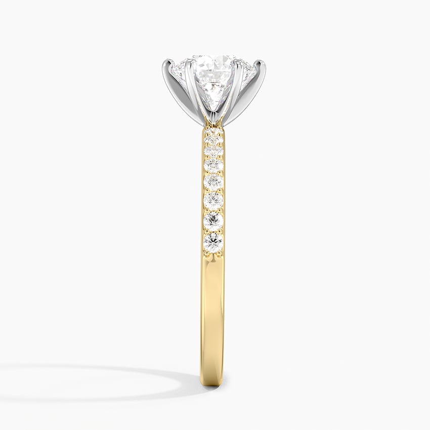 Six Prong Petite Shared Prong Diamond Ring (1/5 ct. tw.) Yellow Gold 18k Round Engagement Ring