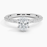 Six Prong Petite Shared Prong Diamond Ring (1/5 ct. tw.) Platinum Oval Engagement Ring