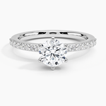 Six Prong Petite Shared Prong Diamond Ring (1/5 ct. tw.) Platinum Round Engagement Ring