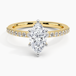 Six Prong Petite Shared Prong Diamond Ring (1/5 ct. tw.) Yellow Gold 18k Marquise Engagement Ring