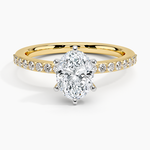 Six Prong Petite Shared Prong Diamond Ring (1/5 ct. tw.) Yellow Gold 18k Oval Engagement Ring