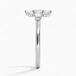Floating Three Stone Pear Diamond Ring Platinum Marquise Engagement Ring