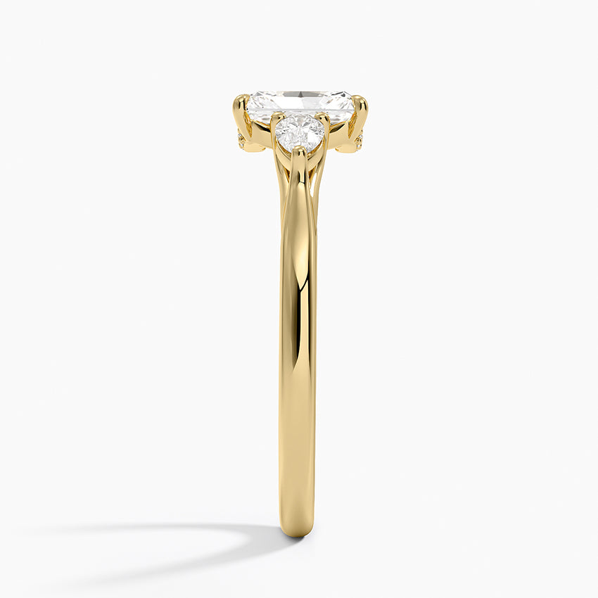 Floating Three Stone Pear Diamond Ring Yellow Gold 18k Radiant Engagement Ring