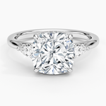 Floating Three Stone Pear Diamond Ring Platinum Cushion Engagement Ring
