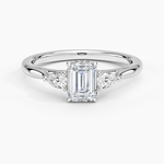 Floating Three Stone Pear Diamond Ring Platinum Emerald Engagement Ring