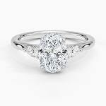 Floating Three Stone Pear Diamond Ring Platinum Oval Engagement Ring