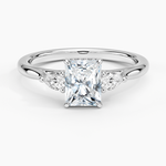 Floating Three Stone Pear Diamond Ring Platinum Radiant Engagement Ring