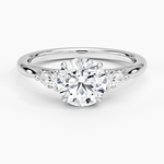 Floating Three Stone Pear Diamond Ring Platinum Round Engagement Ring