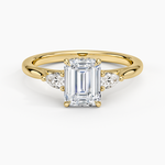 Floating Three Stone Pear Diamond Ring Yellow Gold 18k Emerald Engagement Ring