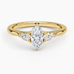 Floating Three Stone Pear Diamond Ring Yellow Gold 18k Marquise Engagement Ring
