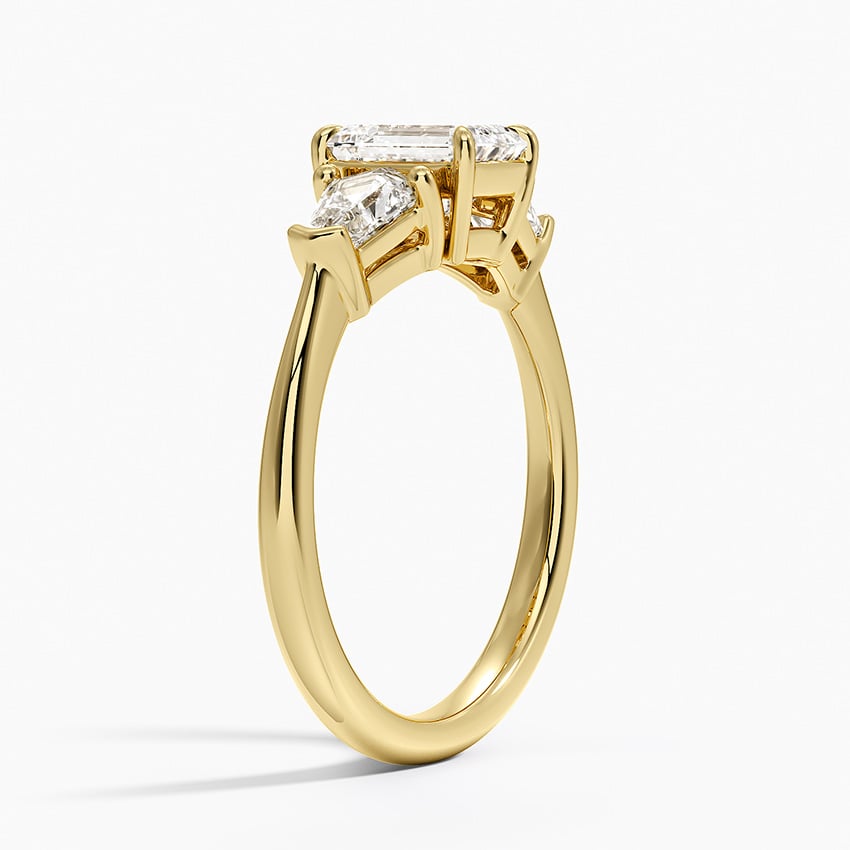 Shield Cut Three Stone Diamond Ring (1/2 ct. tw.) Yellow Gold 18k Emerald Engagement Ring