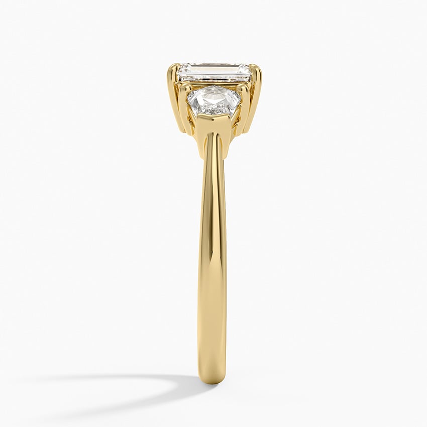Shield Cut Three Stone Diamond Ring (1/2 ct. tw.) Yellow Gold 18k Emerald Engagement Ring