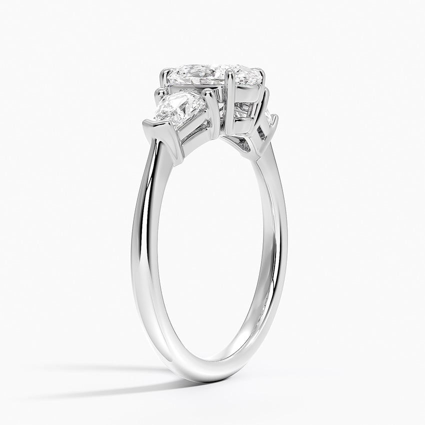 Shield Cut Three Stone Diamond Ring (1/2 ct. tw.) Platinum Oval Engagement Ring