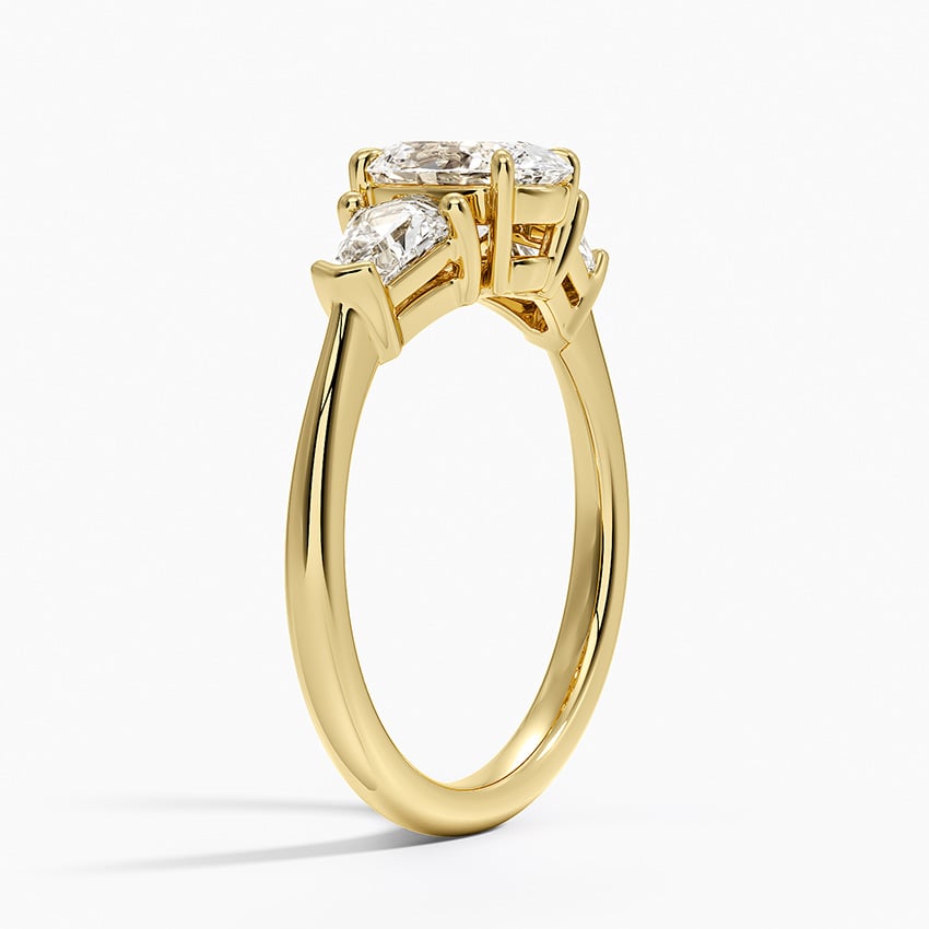 Shield Cut Three Stone Diamond Ring (1/2 ct. tw.) Yellow Gold 18k Oval Engagement Ring
