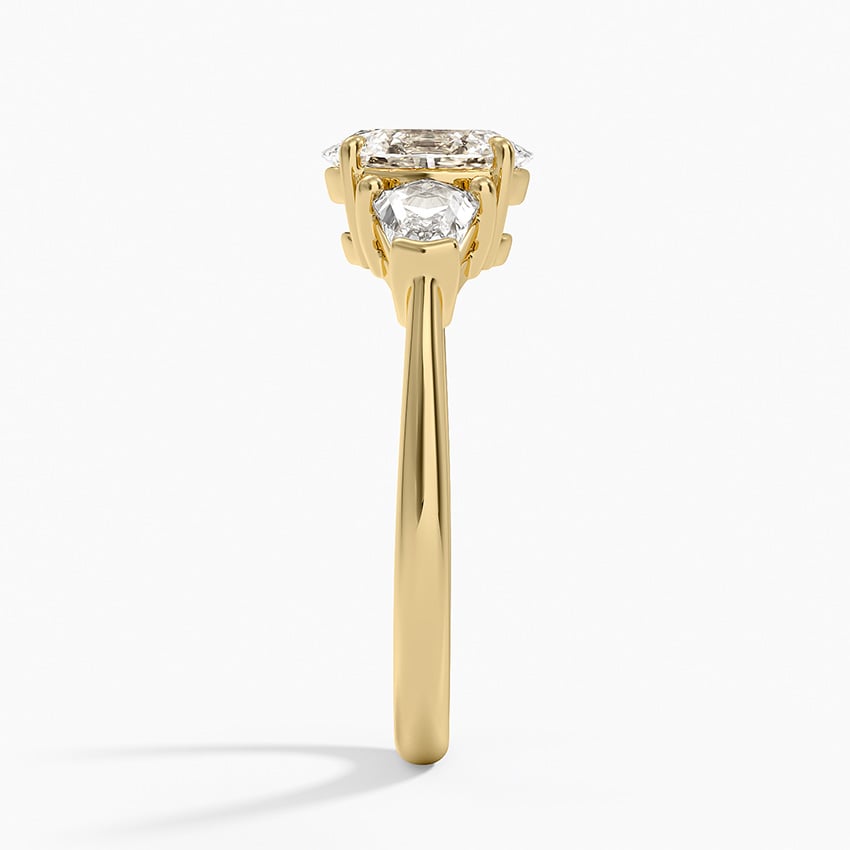 Shield Cut Three Stone Diamond Ring (1/2 ct. tw.) Yellow Gold 18k Oval Engagement Ring