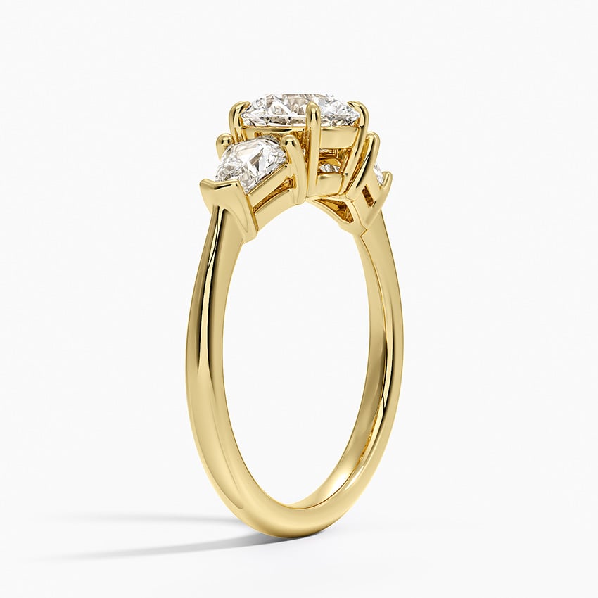 Shield Cut Three Stone Diamond Ring (1/2 ct. tw.) Yellow Gold 18k Round Engagement Ring