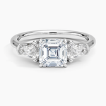 Shield Cut Three Stone Diamond Ring (1/2 ct. tw.) Platinum Asscher Engagement Ring
