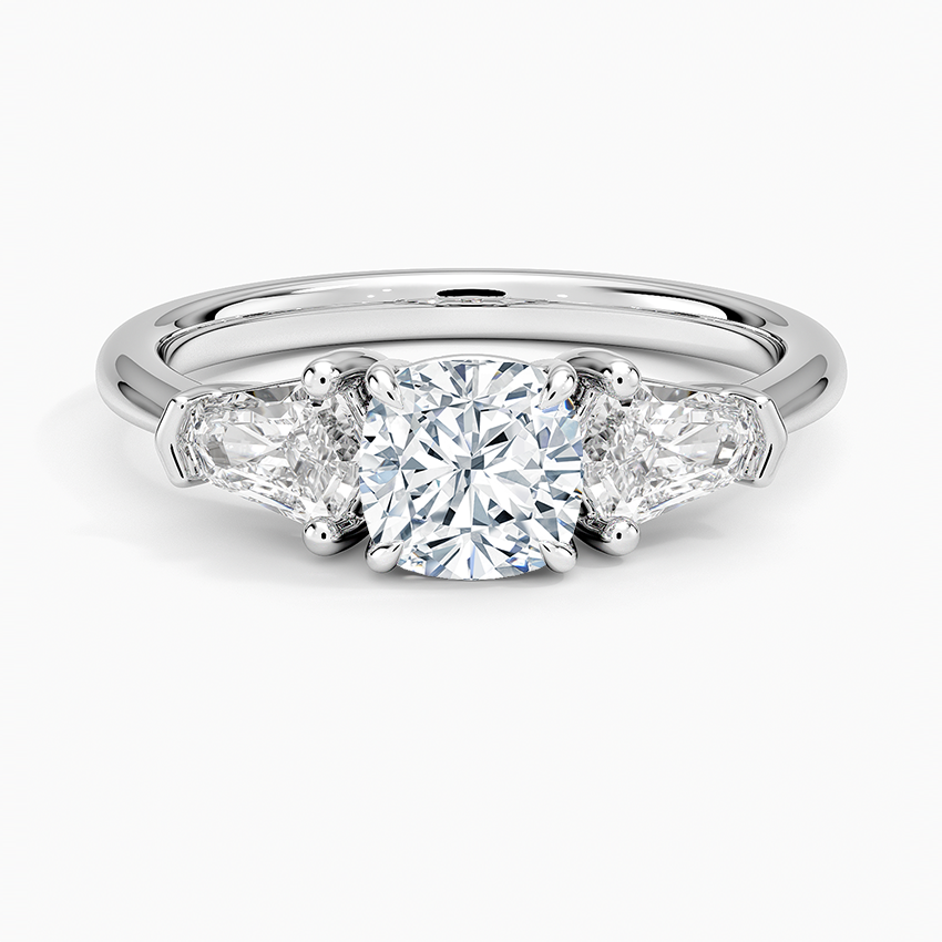 Shield Cut Three Stone Diamond Ring (1/2 ct. tw.) Platinum Cushion Engagement Ring
