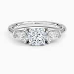 Shield Cut Three Stone Diamond Ring (1/2 ct. tw.) Platinum Cushion Engagement Ring
