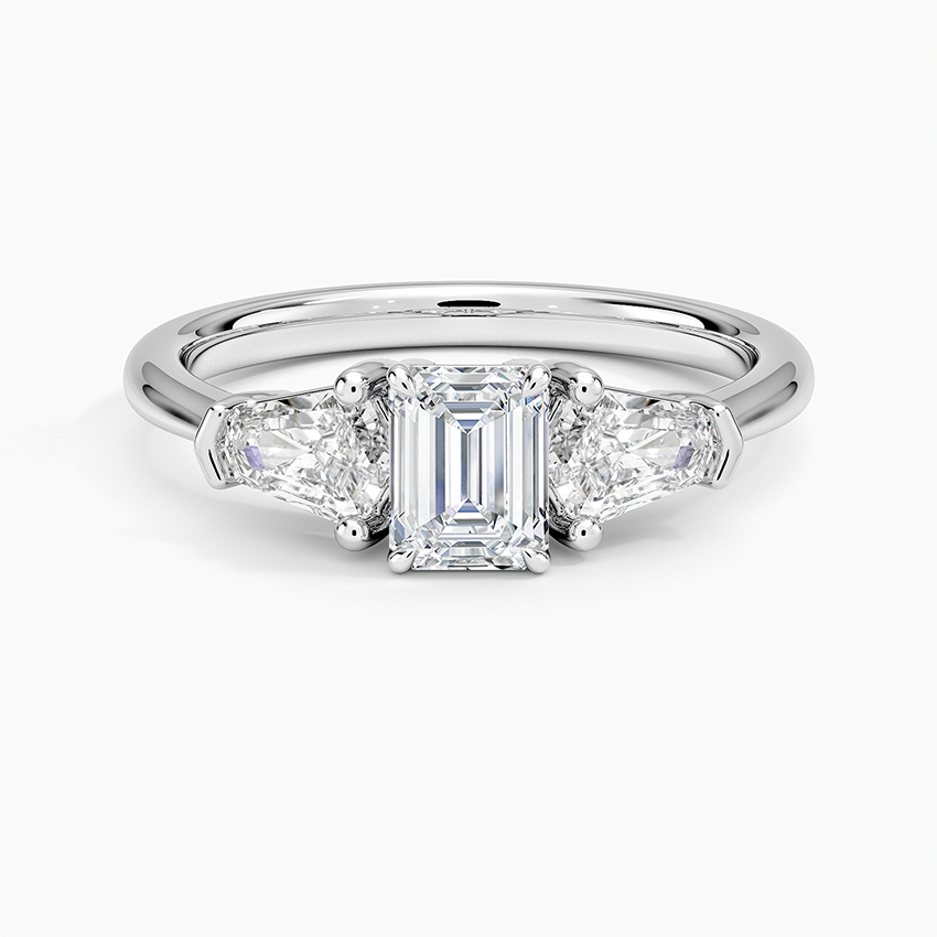 Shield Cut Three Stone Diamond Ring (1/2 ct. tw.) Platinum Emerald Engagement Ring