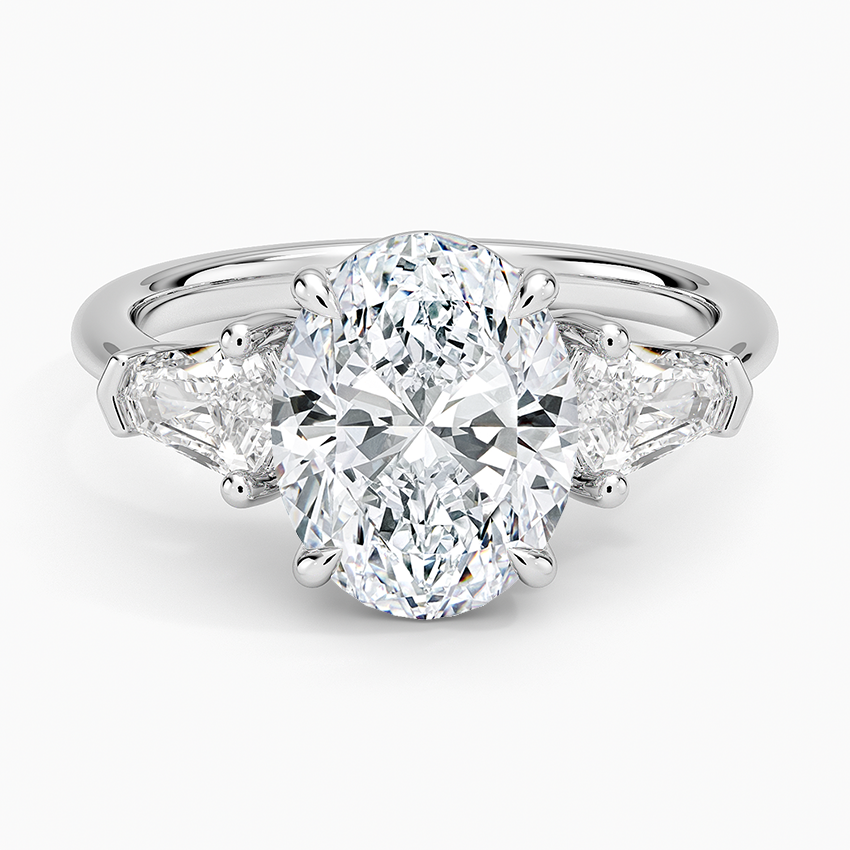Shield Cut Three Stone Diamond Ring (1/2 ct. tw.) Platinum Oval Engagement Ring