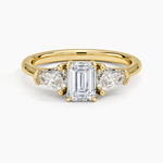 Shield Cut Three Stone Diamond Ring (1/2 ct. tw.) Yellow Gold 18k Emerald Engagement Ring