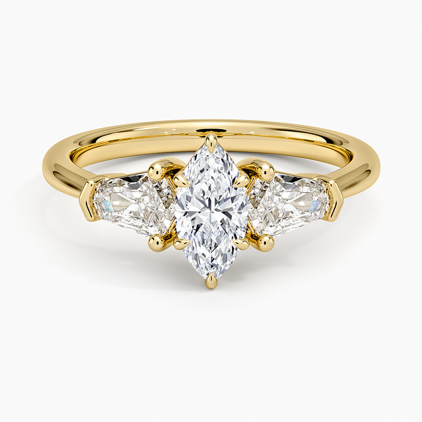 Shield Cut Three Stone Diamond Ring (1/2 ct. tw.) Yellow Gold 18k Marquise Engagement Ring