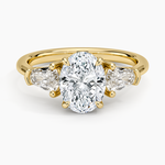 Shield Cut Three Stone Diamond Ring (1/2 ct. tw.) Yellow Gold 18k Oval Engagement Ring