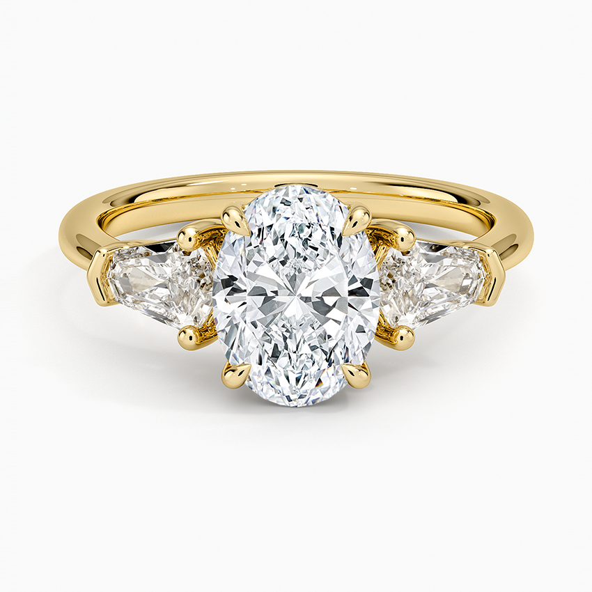 Shield Cut Three Stone Diamond Ring (1/2 ct. tw.) Yellow Gold 18k Oval Engagement Ring