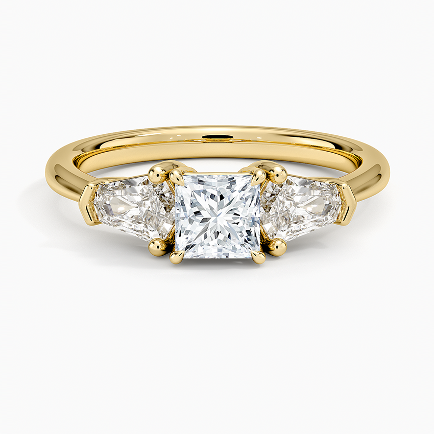 Shield Cut Three Stone Diamond Ring (1/2 ct. tw.) Yellow Gold 18k Princess Engagement Ring