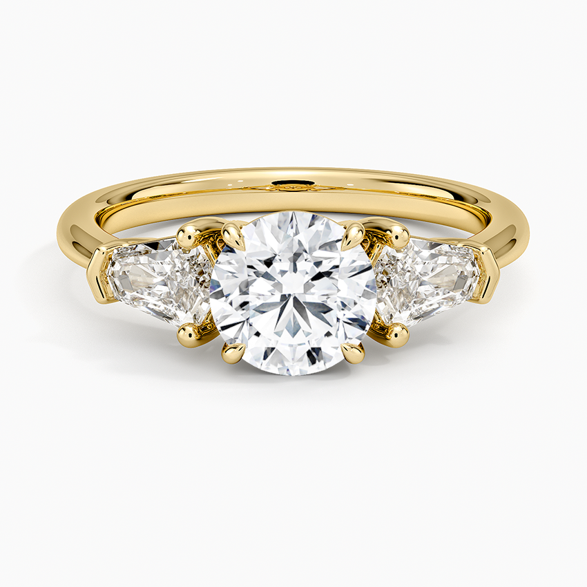 Shield Cut Three Stone Diamond Ring (1/2 ct. tw.) Yellow Gold 18k Round Engagement Ring