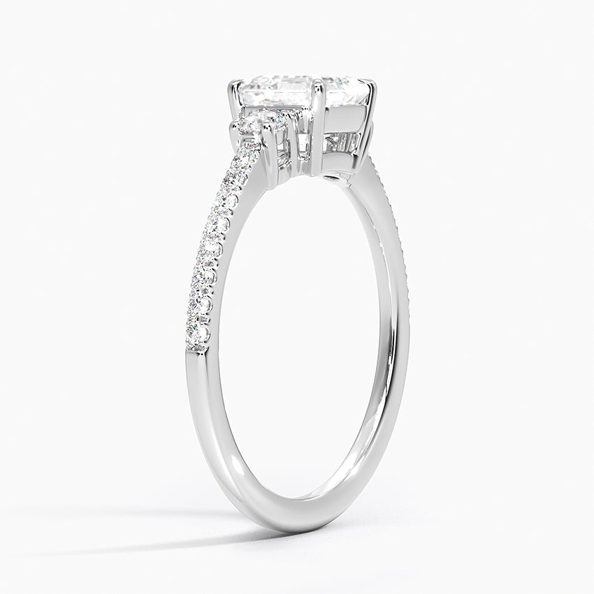 Lyra Three Stone Diamond Ring (1/4 ct. tw.) Platinum Asscher Engagement Ring