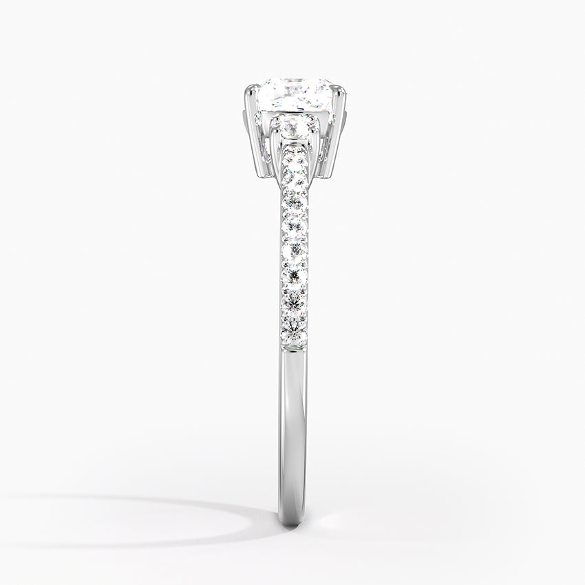 Lyra Three Stone Diamond Ring (1/4 ct. tw.) Platinum Cushion Engagement Ring