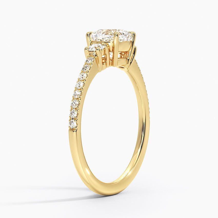 Lyra Three Stone Diamond Ring (1/4 ct. tw.) Yellow Gold 18k Cushion Engagement Ring