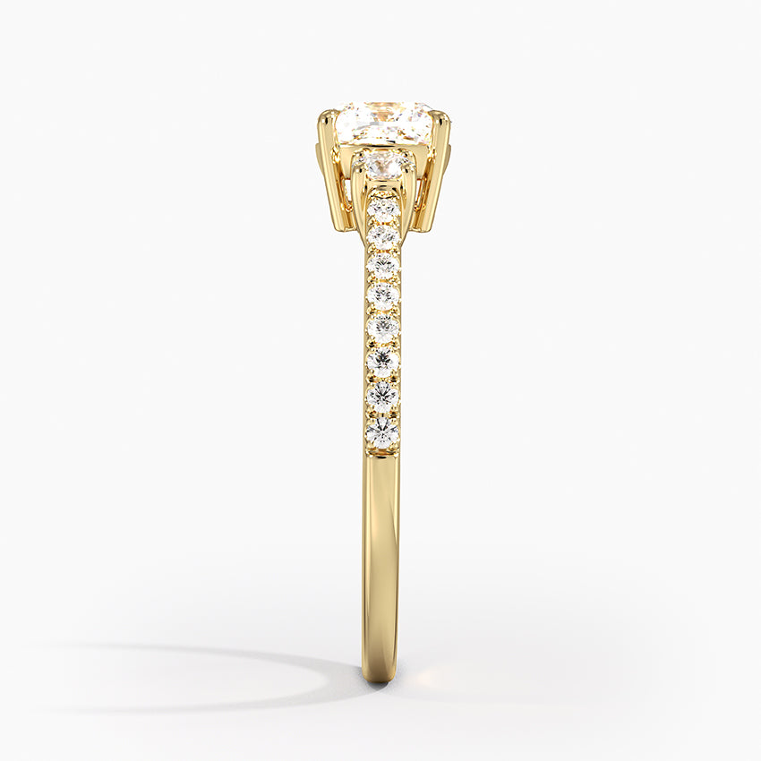 Lyra Three Stone Diamond Ring (1/4 ct. tw.) Yellow Gold 18k Cushion Engagement Ring