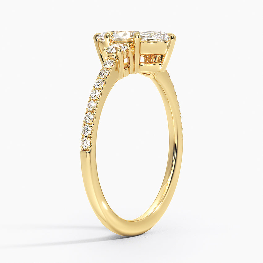 Lyra Three Stone Diamond Ring (1/4 ct. tw.) Yellow Gold 18k Marquise Engagement Ring