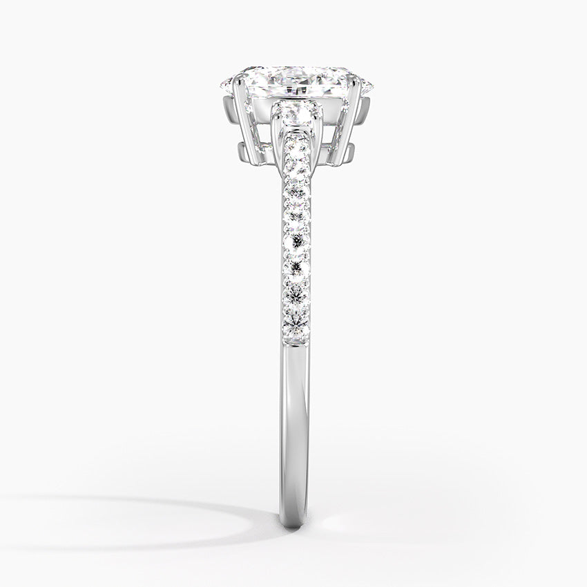 Lyra Three Stone Diamond Ring (1/4 ct. tw.) Platinum Oval Engagement Ring