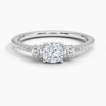 Lyra Three Stone Diamond Ring (1/4 ct. tw.) Platinum Cushion Engagement Ring