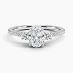 Lyra Three Stone Diamond Ring (1/4 ct. tw.) Platinum Oval Engagement Ring