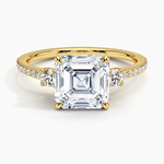 Lyra Three Stone Diamond Ring (1/4 ct. tw.) Yellow Gold 18k Asscher Engagement Ring