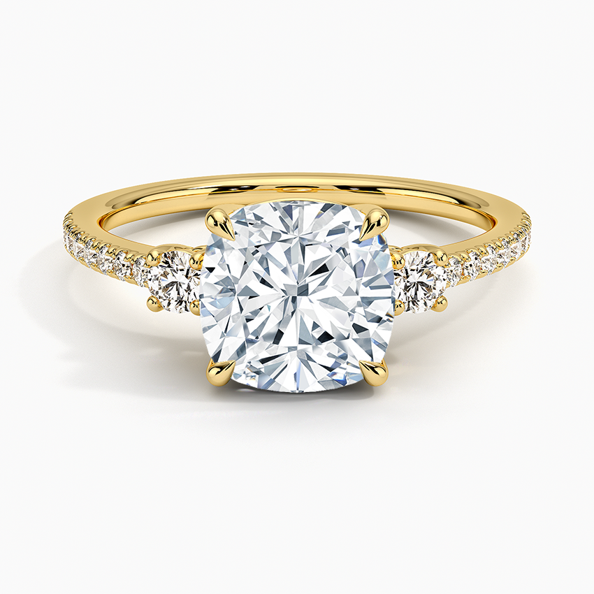 Lyra Three Stone Diamond Ring (1/4 ct. tw.) Yellow Gold 18k Cushion Engagement Ring