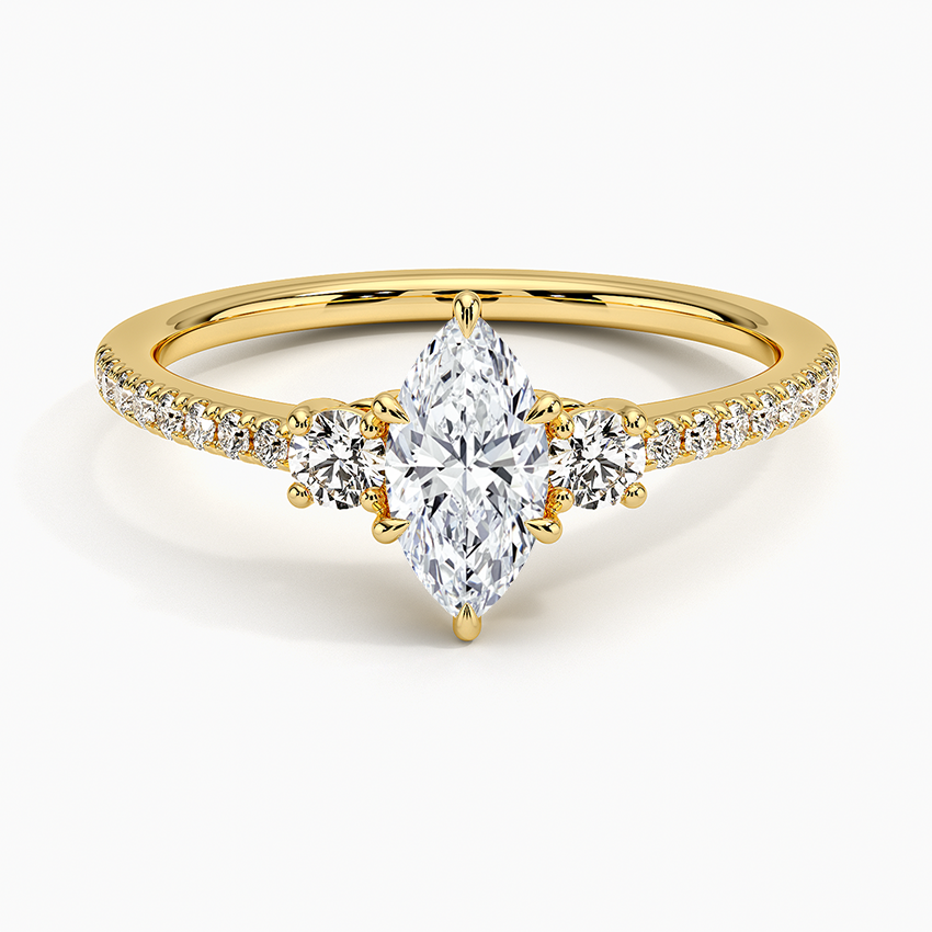 Lyra Three Stone Diamond Ring (1/4 ct. tw.) Yellow Gold 18k Marquise Engagement Ring