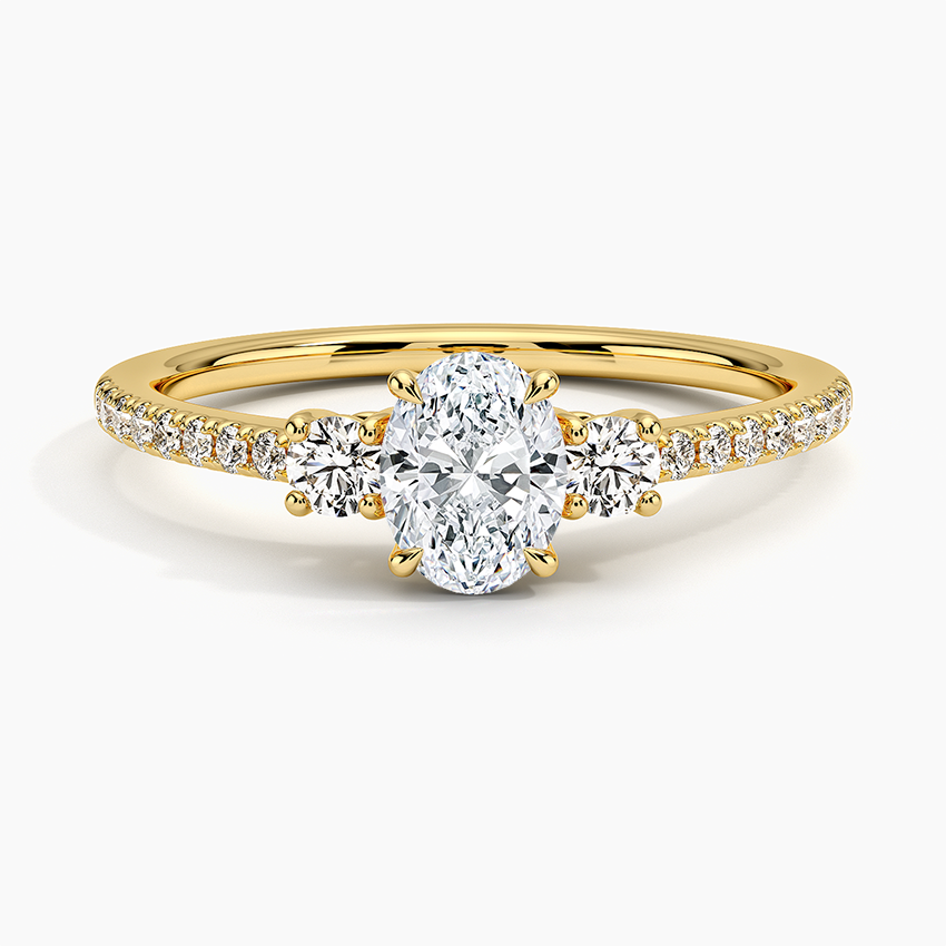Lyra Three Stone Diamond Ring (1/4 ct. tw.) Yellow Gold 18k Oval Engagement Ring
